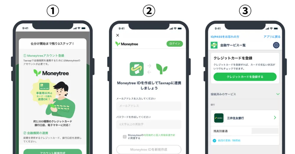 Taxnapの使い方1金融機関の連携